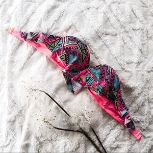 👓Neon Aztec Bandeau Bikini Top